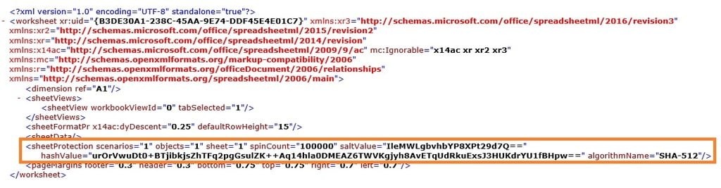 xml-indeling van beveiligd werkblad