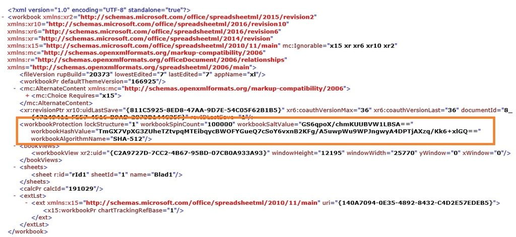 xml-indeling van beveiligde werkmap