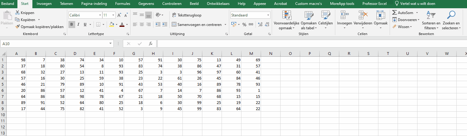 Excel - meerdere kolommen optellen met AutoSom