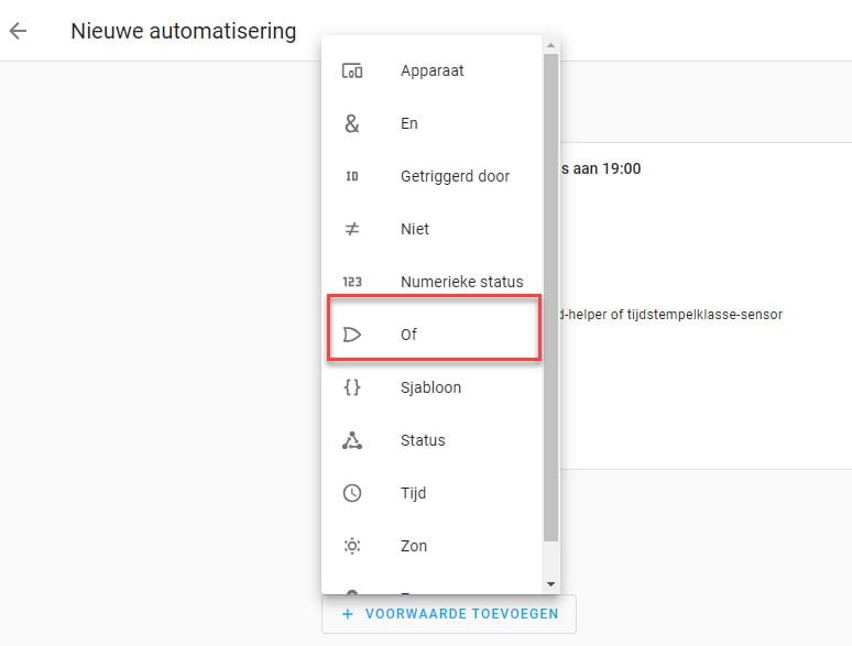 Of voorwarde toevoegen in Automatisering