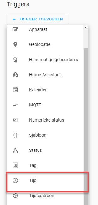 Tijd trigger toevoegen in Automatisering